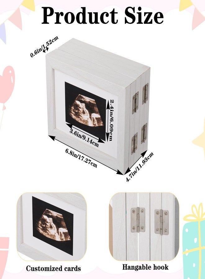 AojSup 5 Folding Sonogram Picture Frame for Expecting Parents- 4.7" × 6.8" Baby Ultrasound Picture Frame Natural Wood Sonogram Pregnancy Frames Baby First Photo Frames for Pregnant Mom Gifts, Nursery Decor - Image 2